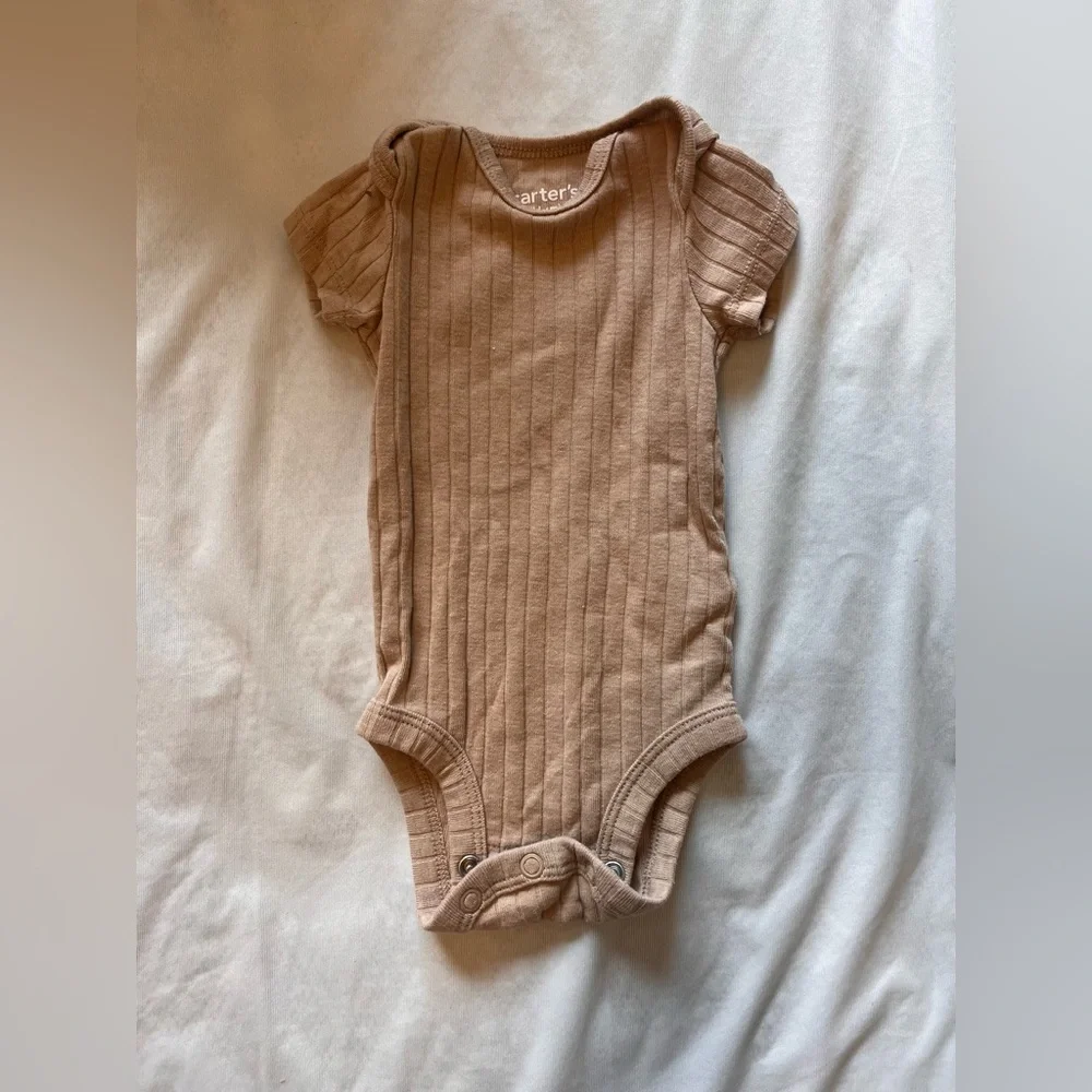 Carter’s Brown Rib Striped Newborn Onesie